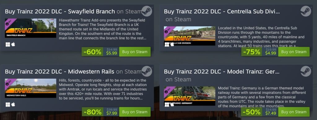 Preview image showing discounts during the Steam summer sale